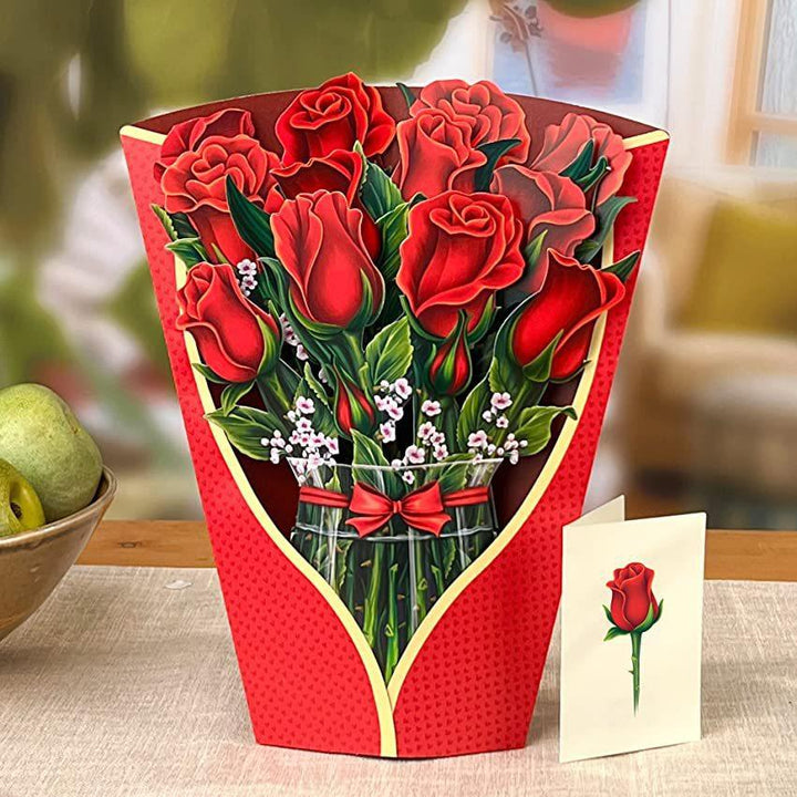 Mother's Day 3D Flower Bouquet Greeting Card Pop-Up Handicraft Creative Blessing Gift