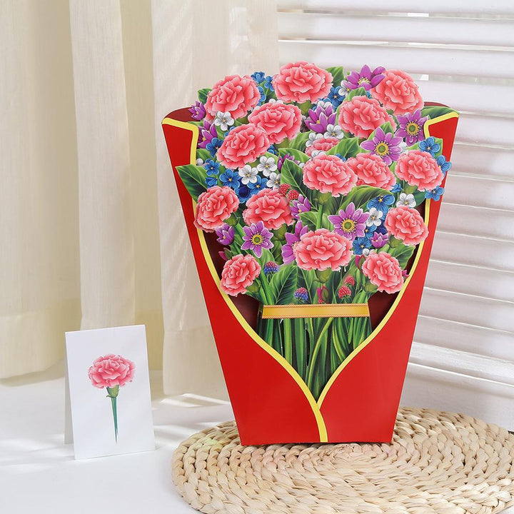 Mother's Day 3D Flower Bouquet Greeting Card Pop-Up Handicraft Creative Blessing Gift