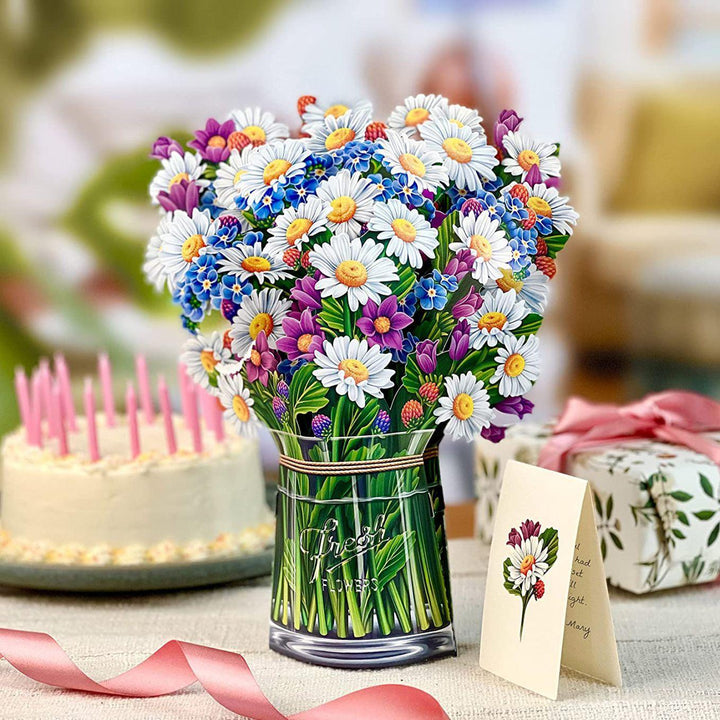 Mother's Day 3D Flower Bouquet Greeting Card Pop-Up Handicraft Creative Blessing Gift