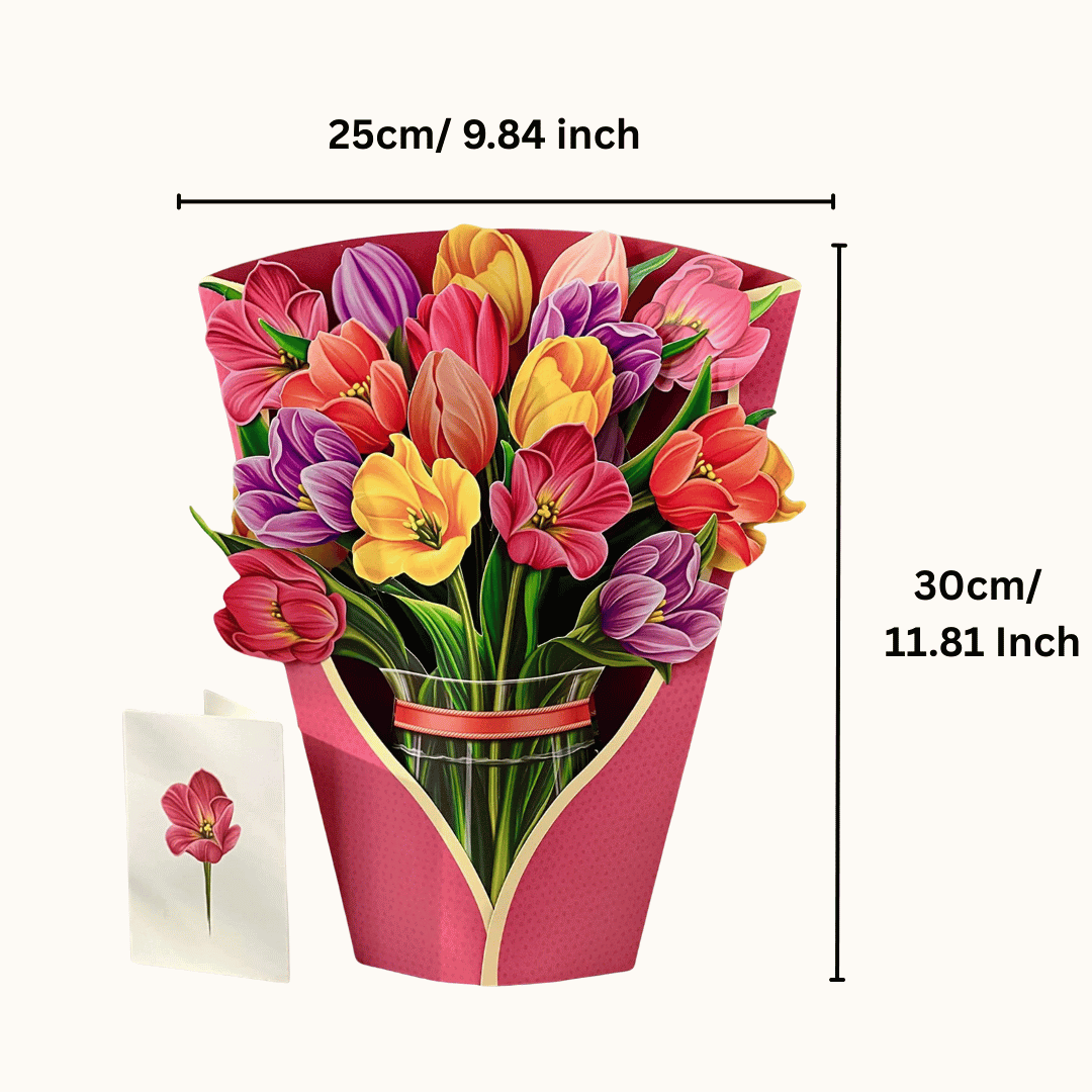 Mother's Day 3D Flower Bouquet Greeting Card Pop-Up Handicraft Creative Blessing Gift