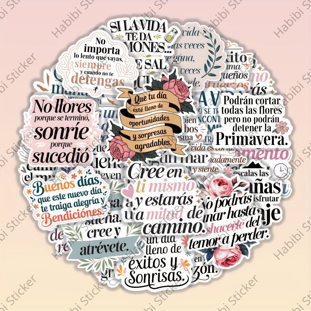 25pcs Inspirational Spanish Quote Sticker Pack: Uplifting and Motivational Designs for Journals, Planners, and Crafts