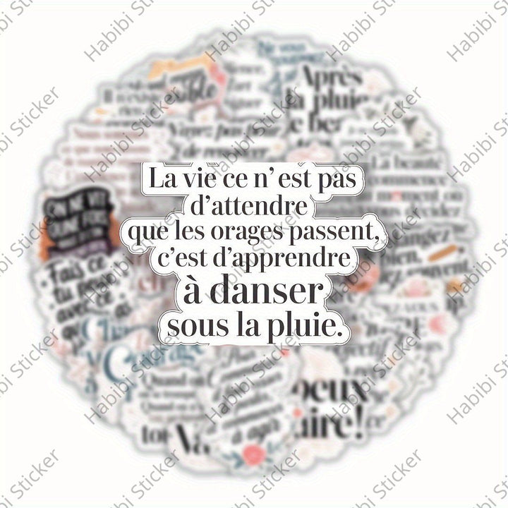 25pcs Elegant Floral French Inspirational Quote Sticker Set: Infusing Motivation and Resilience into Journals and Planners