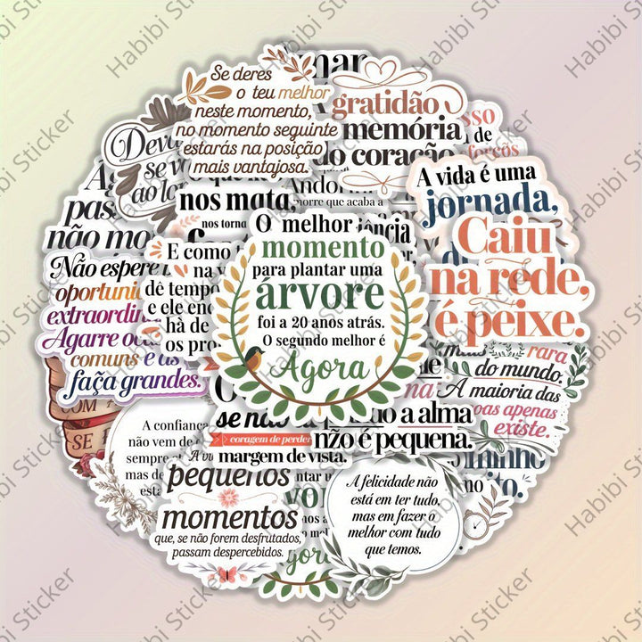 25pcs Portuguese Inspirational Quote Sticker Pack: Motivational Phrases for Daily Encouragement and Positive Thinking