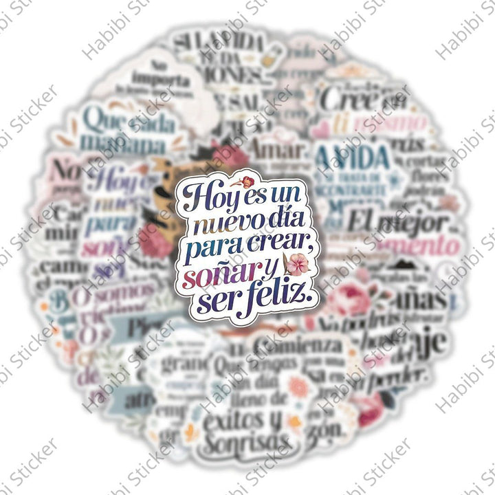 25pcs Inspirational Spanish Quote Sticker Pack: Uplifting and Motivational Designs for Journals, Planners, and Crafts