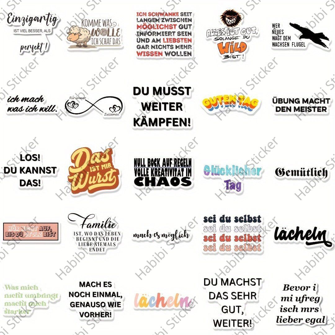 50pcs German Motivational Sticker Set: 'Make It Possible' Inspirational Quotes for Daily Encouragement