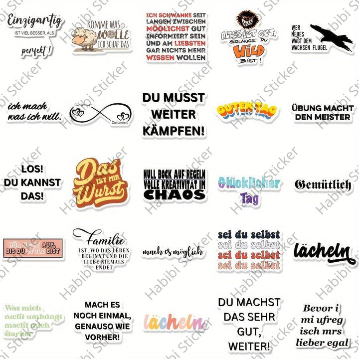 50pcs German Motivational Sticker Set: 'Make It Possible' Inspirational Quotes for Daily Encouragement