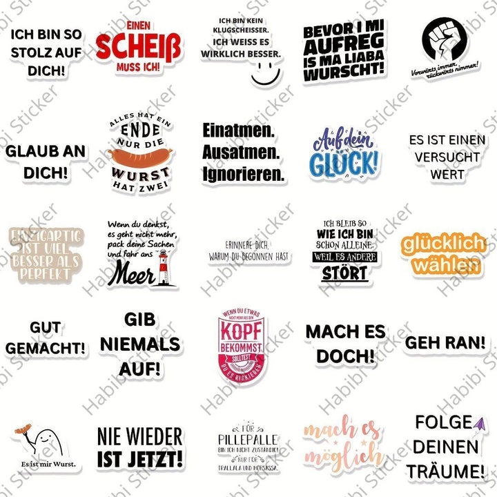 50pcs German Motivational Sticker Set: 'Make It Possible' Inspirational Quotes for Daily Encouragement