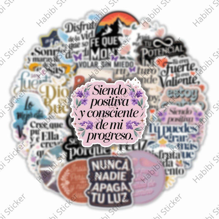 25pcs Creative Spanish Inspirational Stickers, Positive Phrase Decoration, Perfect for Home Office Use, Add Positive Atmosphere, Inspire Confidence and Courage, Fun Life Accent