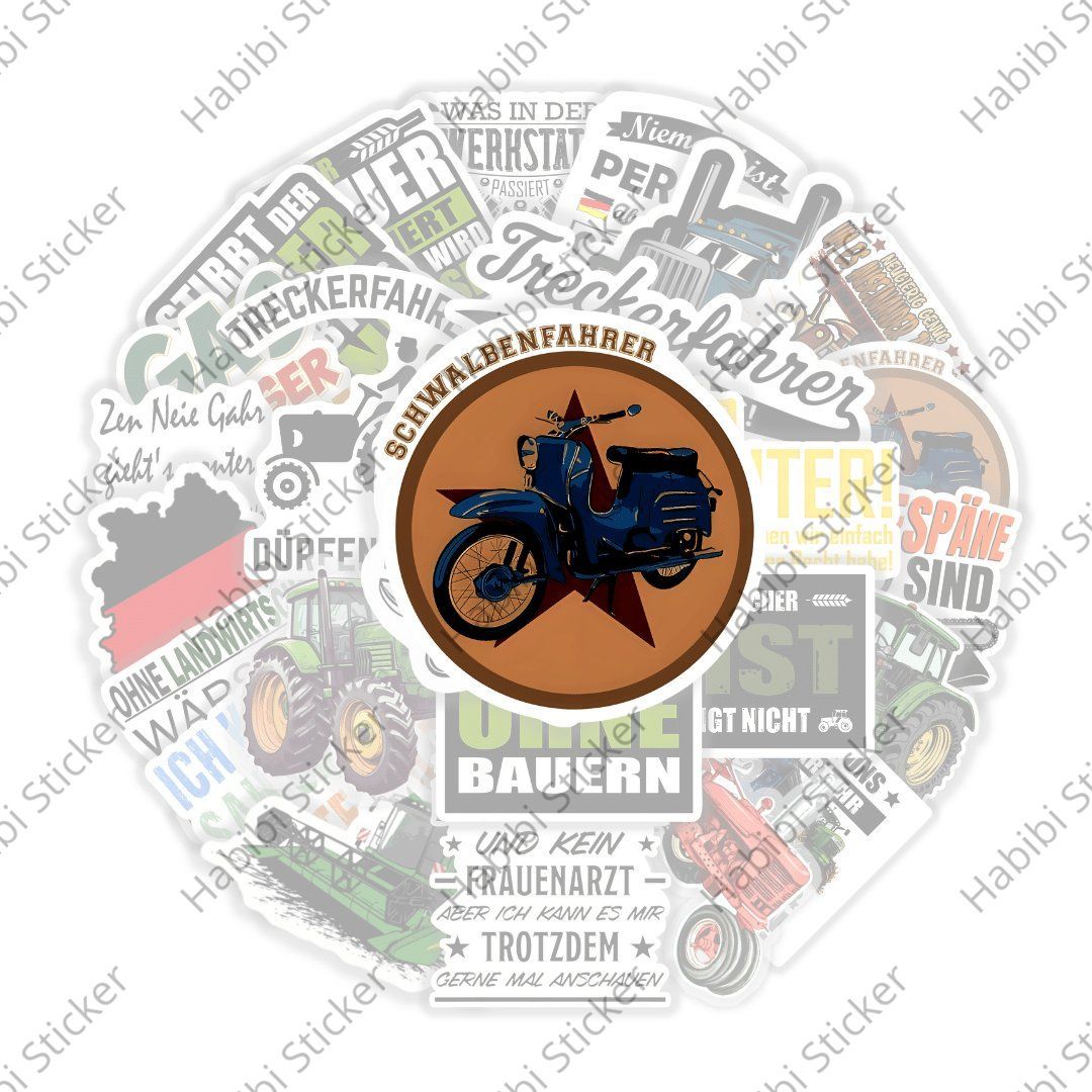 25pcs German Farm Tractor Harvester Sticker Creative Industrial Style Agricultural Machinery Decoration Engineering Vehicle Equipment Pattern Journal Notebook Laptop Decal Collection Set