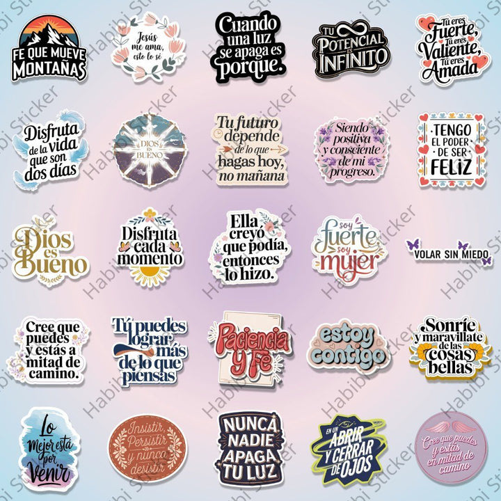 25pcs Creative Spanish Inspirational Stickers, Positive Phrase Decoration, Perfect for Home Office Use, Add Positive Atmosphere, Inspire Confidence and Courage, Fun Life Accent