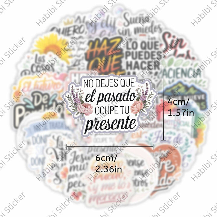 25pcs Spanish Positive Energy Sticker Set, Motivational Phrase Decoration, Suitable for Home Office, Create Positive Atmosphere, Inspire Courage and Confidence, Fun Life Accent, Boost Happiness