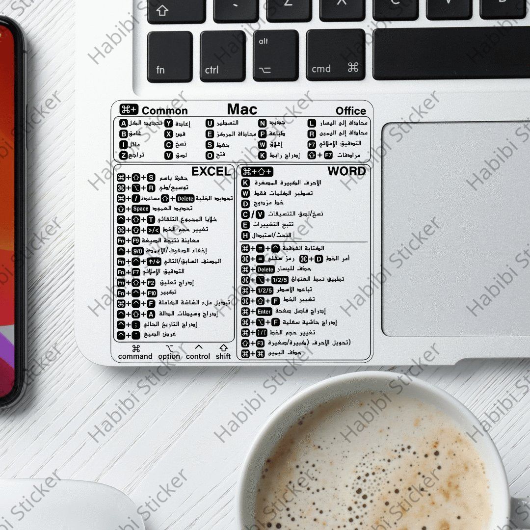 Mac and Office Shortcut Quick Reference Sticker, Boost Efficiency, Covers Common Commands, Excel Operations, Word Editing, Ideal Office Assistant, Enhance Productivity, Simplify Task Management
