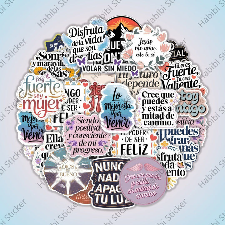 25pcs Creative Spanish Inspirational Stickers, Positive Phrase Decoration, Perfect for Home Office Use, Add Positive Atmosphere, Inspire Confidence and Courage, Fun Life Accent