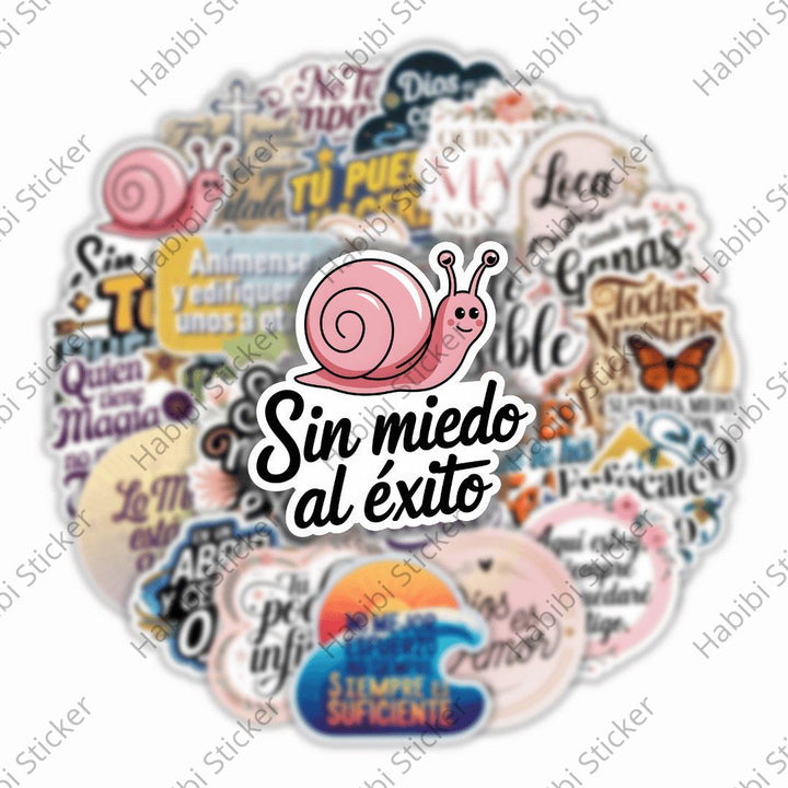 25pcs Creative Motivational Sticker Design, Spanish Positive Phrase Decoration, Fun Decorative Accent, Perfect for Home Office Use, Add Positive Atmosphere, Inspire Confidence and Courage