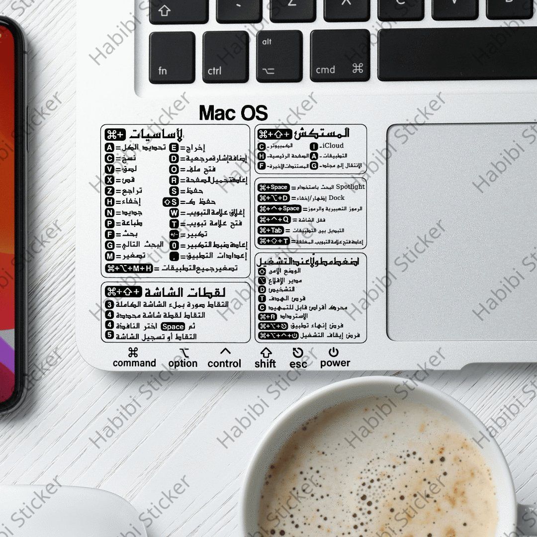 Mac OS Shortcut Quick Reference Sticker, Boost Operating System Efficiency, Covers Basic Operations, Search Functions, Screen Capture, Application Switching, Terminal Commands, Perfect Desktop Aid