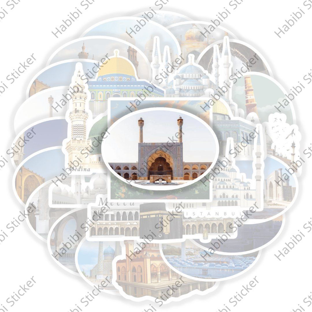 25pcs Arabian Landmark Stickers Pack Creative Decoration for Travel Lovers Notebook Luggage Laptop Case Gift Collection