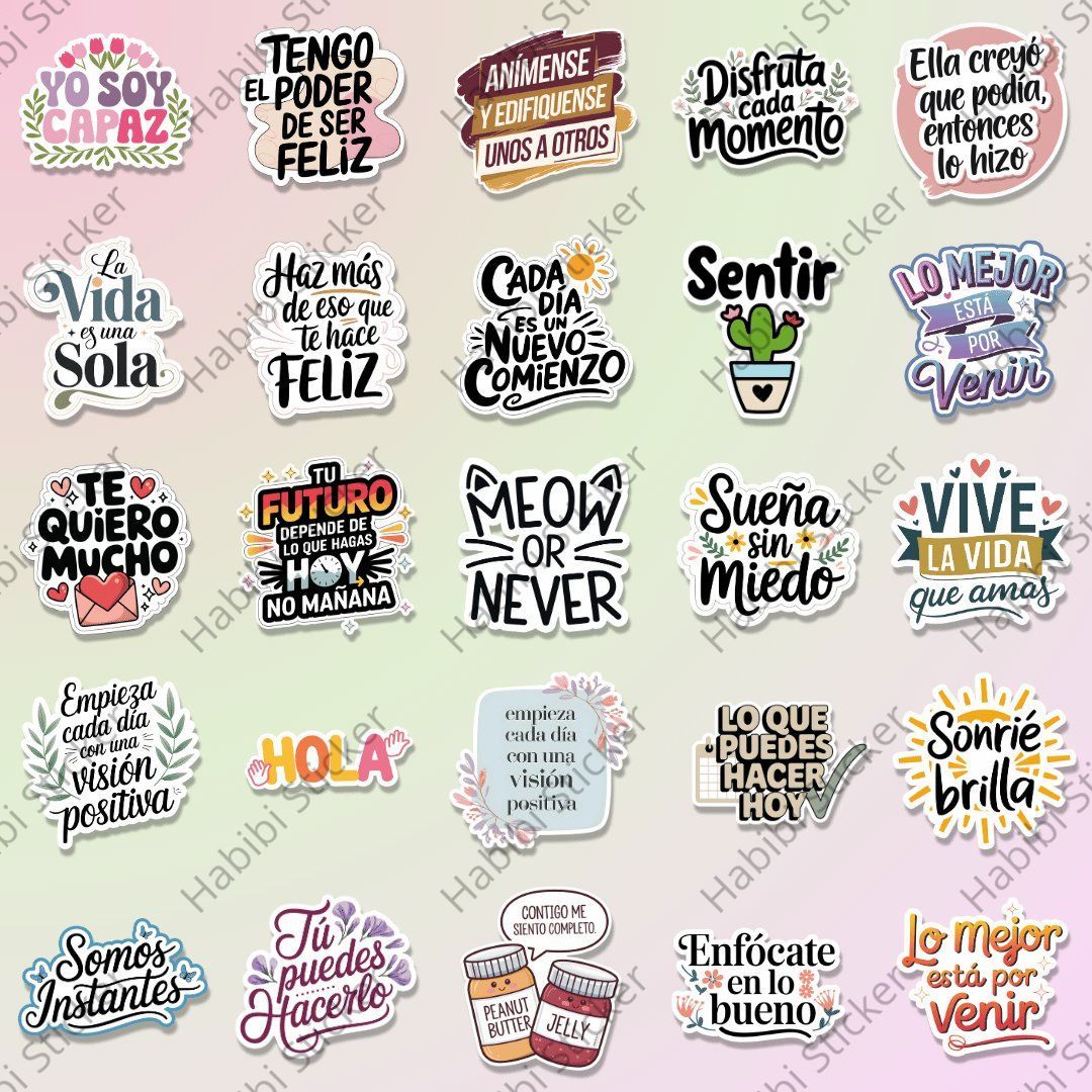 25pcs Spanish Inspirational Sticker Design, Positive Phrase Decoration, Perfect for Home Office Use, Add Positive Atmosphere, Inspire Confidence and Courage, Fun Life Accent, Enhance Happiness