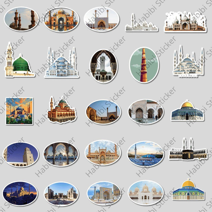 25pcs Arabian Landmark Stickers Pack Creative Decoration for Travel Lovers Notebook Luggage Laptop Case Gift Collection