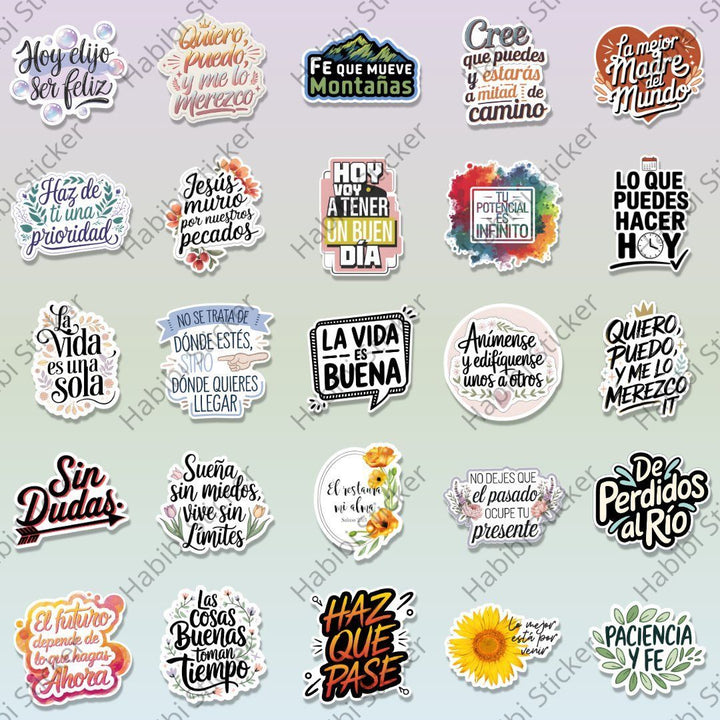 25pcs Spanish Positive Energy Sticker Set, Motivational Phrase Decoration, Suitable for Home Office, Create Positive Atmosphere, Inspire Courage and Confidence, Fun Life Accent, Boost Happiness