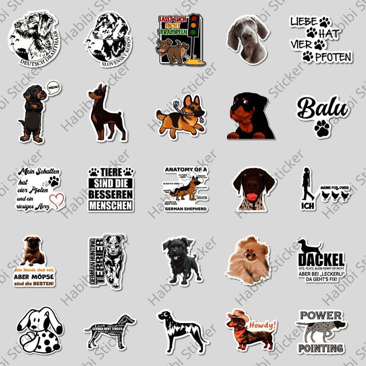 25pcs German Dog Stickers Pack Cute Pet Lover Decoration Gift for Notebook Luggage Bottle