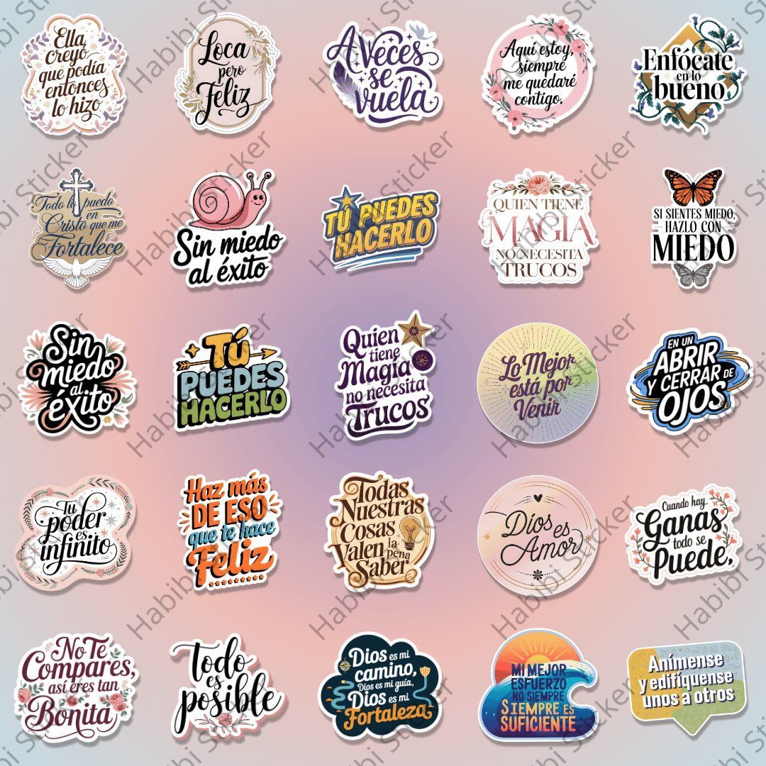 25pcs Creative Motivational Sticker Design, Spanish Positive Phrase Decoration, Fun Decorative Accent, Perfect for Home Office Use, Add Positive Atmosphere, Inspire Confidence and Courage