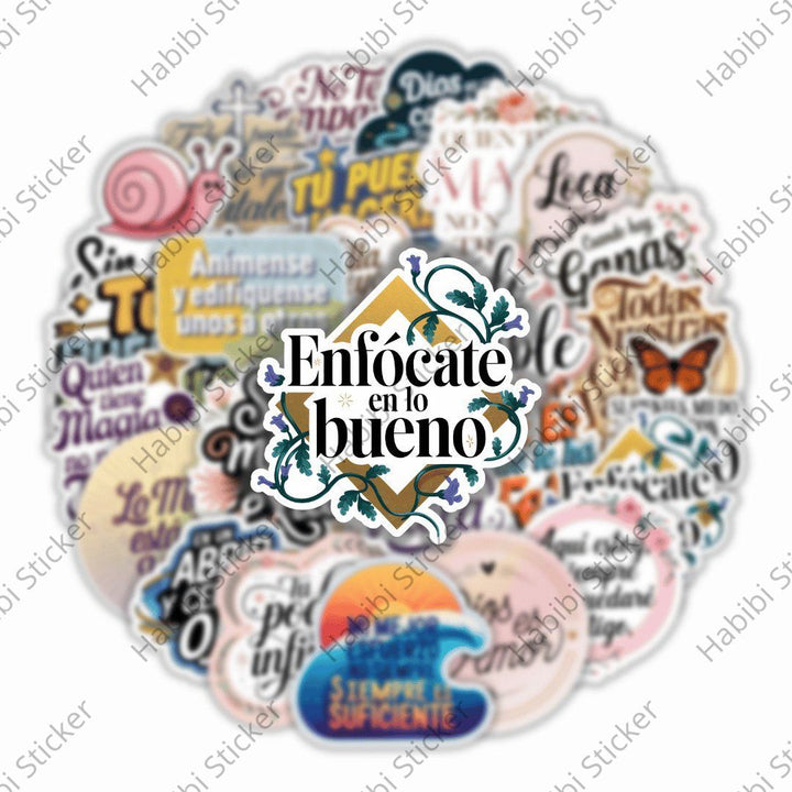 25pcs Creative Motivational Sticker Design, Spanish Positive Phrase Decoration, Fun Decorative Accent, Perfect for Home Office Use, Add Positive Atmosphere, Inspire Confidence and Courage