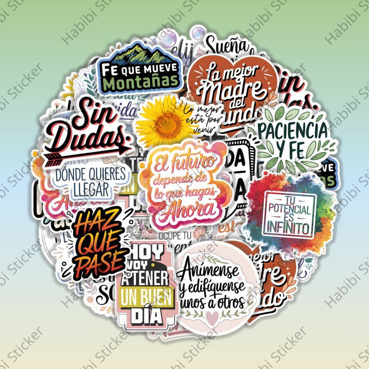 25pcs Spanish Positive Energy Sticker Set, Motivational Phrase Decoration, Suitable for Home Office, Create Positive Atmosphere, Inspire Courage and Confidence, Fun Life Accent, Boost Happiness